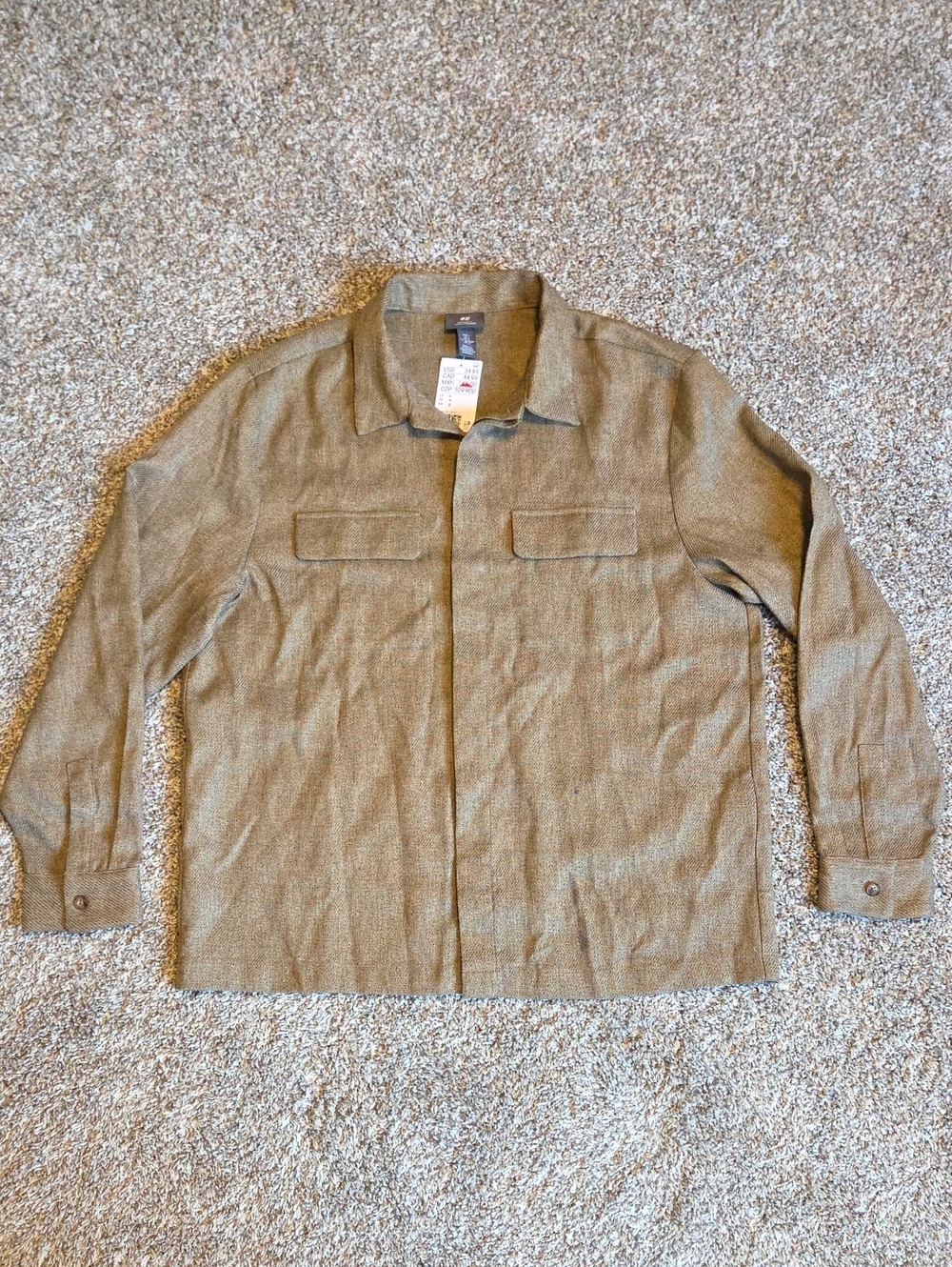 H&M Men's Brown Linen Feel Utility Shirt